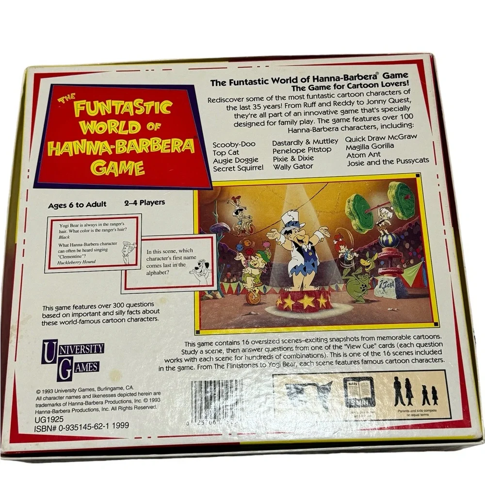 The Funtastic World of Hanna-Barbera Board Game Flintstones 1993 INCOMPLETE HTF